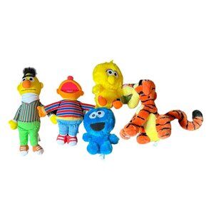Lot of 5 Sesame Street and Disney Stuffed Characters
